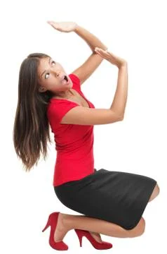 Work load pressure, being attacked or weight on shoulders isolated Foto stock