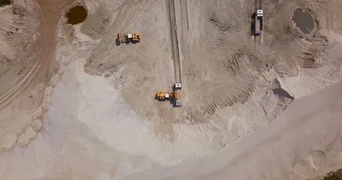 The work of loading equipment in the sand quarry Stock Footage 129738107