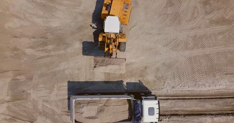 The work of loading equipment in the sand quarry Stock Footage 129738630