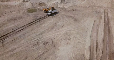 The work of loading equipment in the sand quarry Stock Footage 129739611