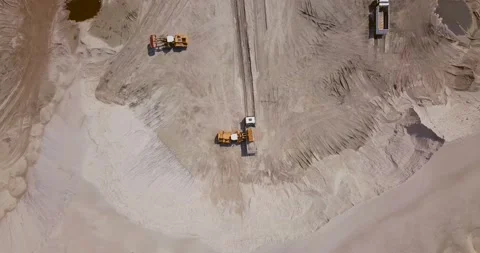 The work of loading equipment in the sand quarry Stock Footage 148983554