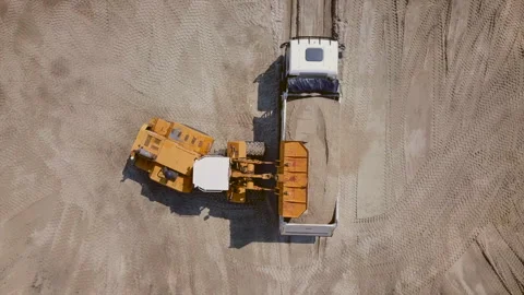 The work of loading equipment in the sand quarry Stock Footage 274143964