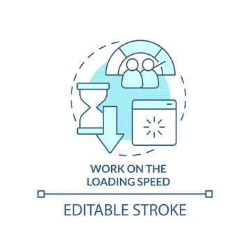 Work on loading speed turquoise concept icon Stock Illustration