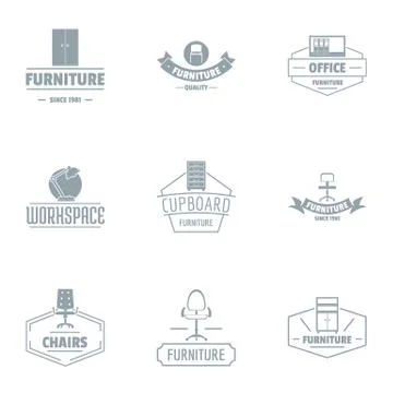 Work location logo set, simple style Stock Illustration