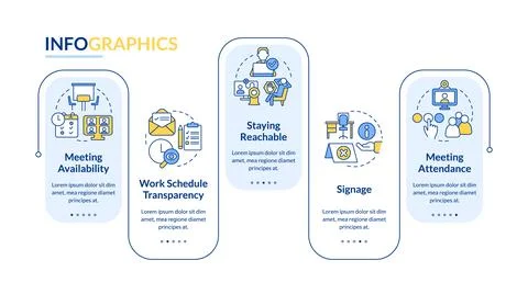 Work locations and schedules rectangle infographic template Illustrazione stock