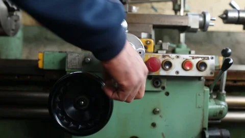 Work at the machine, Handle rotation Stock Footage 99560212