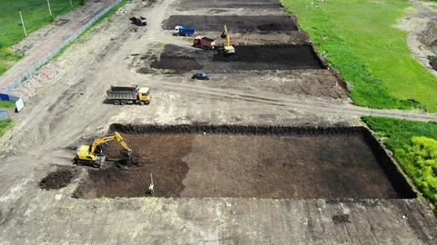Work machinery on the construction site. Excavator digs a pit. Stock Footage 111530259