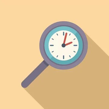 Work magnifier icon flat vector. Flexible time Stock Illustration