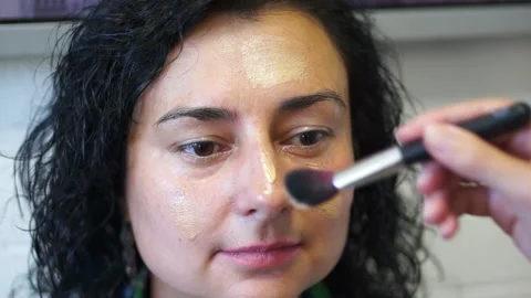 Work makeup artist brush Stock Footage 98481835