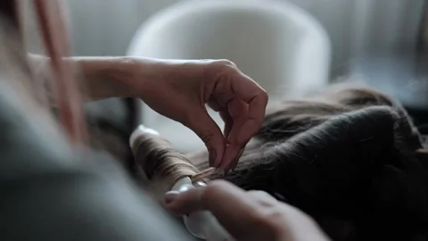 Work of a makeup artist with a model Stock Footage 149292181