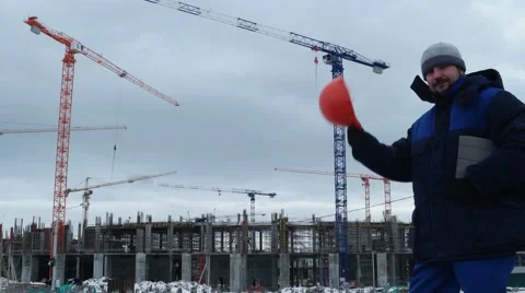 Work the man on the background construction Stock Footage 61529593