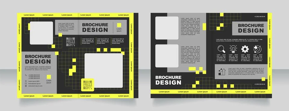 Work management bifold brochure template design Stock Illustration