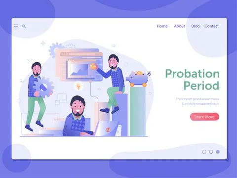 Work Management Probation Period Web Page Banner Stock Illustration