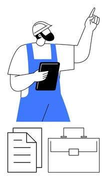 Work management, project planning, professional tools, digital technology, co イラスト素材