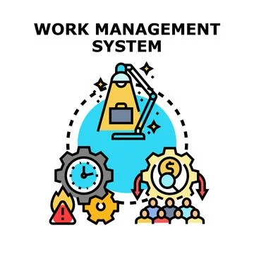 Work management system concept managing tasks and resources 스톡 일러스트