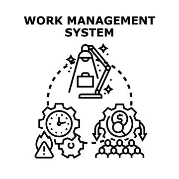 Work management system concept managing tasks and resources 스톡 일러스트