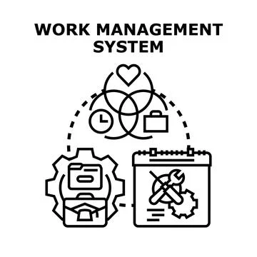 Work management system concept with planning and execution Stock Illustration