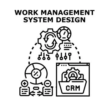 Work management system design orchestrating business processes Stock Illustration