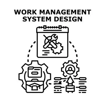 Work management system design process planning and organization Stock Illustration