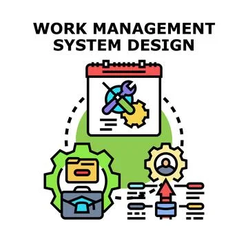 Work management system design process planning and organization Stock Illustration