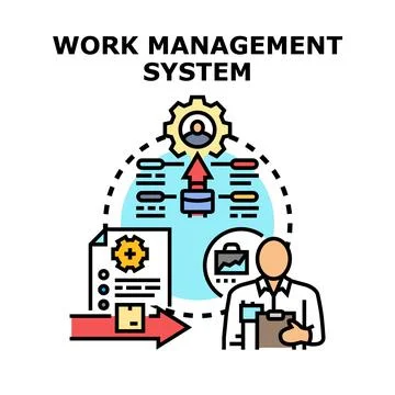 Work management system optimizing business processes Illustrazione stock