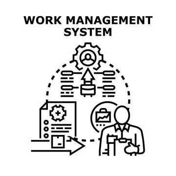 Work management system optimizing business processes Illustrazione stock