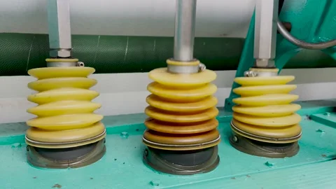 The work of the mechanical parts of the knitting machine Stock Footage 238025933