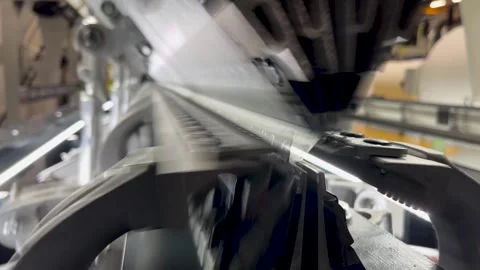The work of the mechanical parts of the knitting machine Stock Footage 265868118