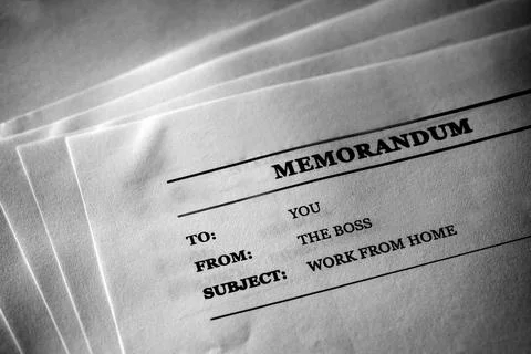Work Memo from the Boss Work From Home Foto stock