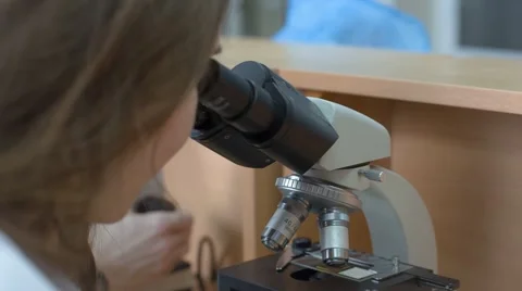 Work at the Microscope Video stock 67463400