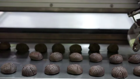The work of the molding machine in the production of candy. Video stock 239632749