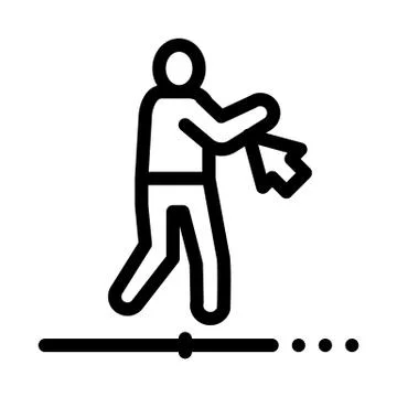 Work with movement of man icon vector outline illustration 스톡 일러스트