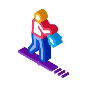 Work with movement of man isometric icon vector illustration Stock Illustration
