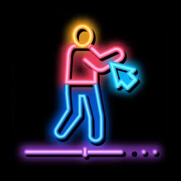 Work with movement of man neon glow icon illustration Stockillustratie