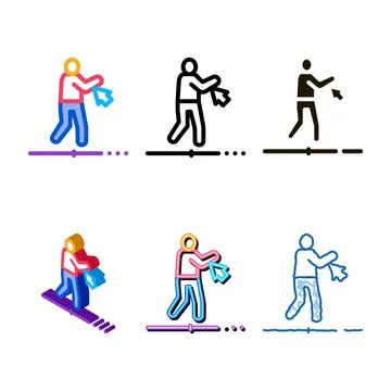 Work with movement of range man icon vector outline Stockillustratie