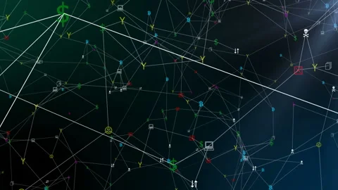 Work network of a huge number of icons. Seamless loop.Internet of things Stock Footage 97308685