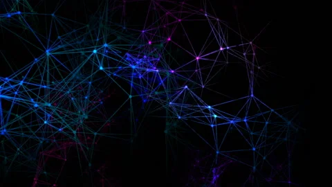 Work of the network. Work of neurons. Pulsation of color signals in a dynamic Video stock 95811084
