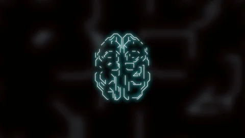 Work of neurons inside the brain floating over dark background. Stock Footage 125966636
