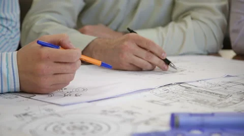 Work on a new project. construction drawing Stock Footage 62978135