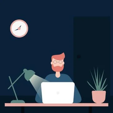 Work at night ad Stockillustratie
