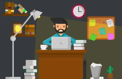 Work at night vector graphic Stock Illustration