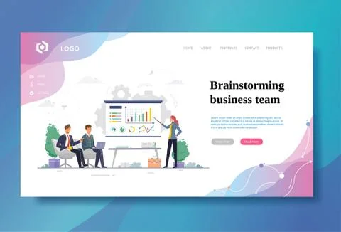 Work in office. Brainstorming creative team people discussion idea. Stock Illustration