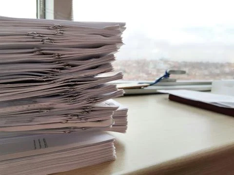 Work Office. Files in the office. Documents on the table. Stock Photos
