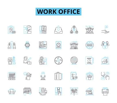 Work office linear icons set. Productivity, Organization, Collaboration Stock Illustration