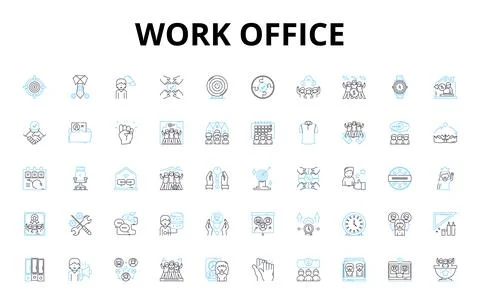 Work office linear icons set. Productivity, Organization, Collaboration Stockillustratie