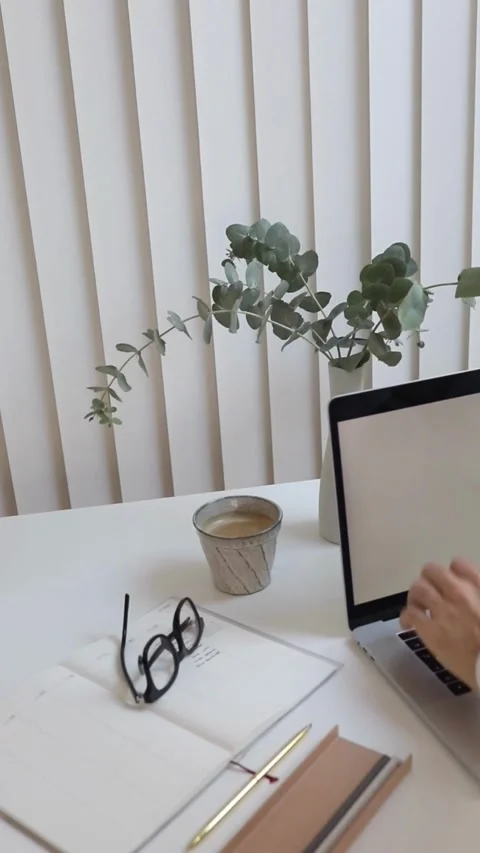 Work office minimalist typing keyboard Stock Footage 254761736