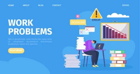 Work office problems, vector illustration. Business person character in stress イラスト素材