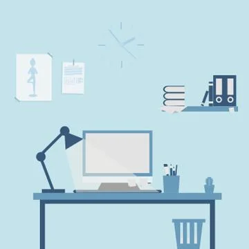 Work office room interior workspace 스톡 일러스트