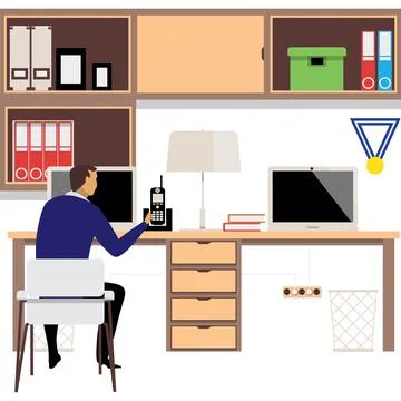 Work office vector desk business workplace icon Stock Illustration