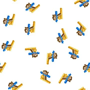 Work with oil rigs isometric icon seamless pattern Stock Illustration